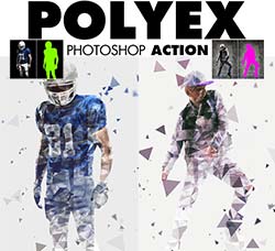 极品PS动作－低多边形散离：PolyEx Photoshop Action